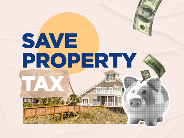 A piggy bank indicating property tax savings