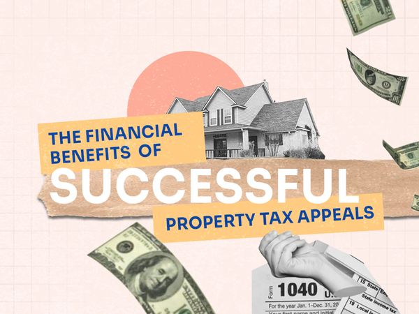 Houses and some currency showing benefits of property tax appeals
