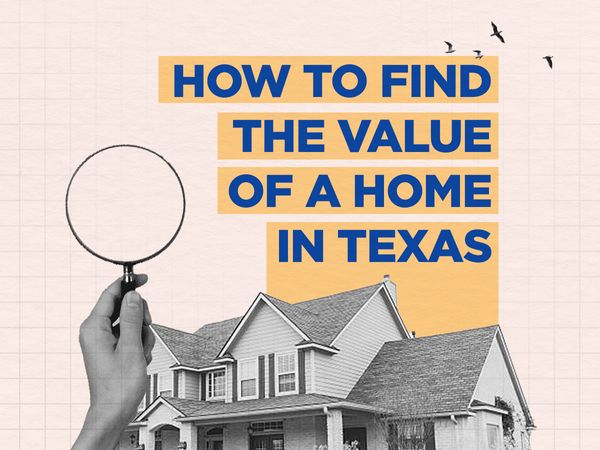 A magnifying glass to indicate how to find the value of a home in Texas